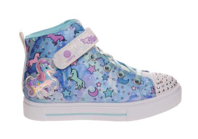 BOTA NIÑA LONA SKECHERS CON LUCES Y VELCRO