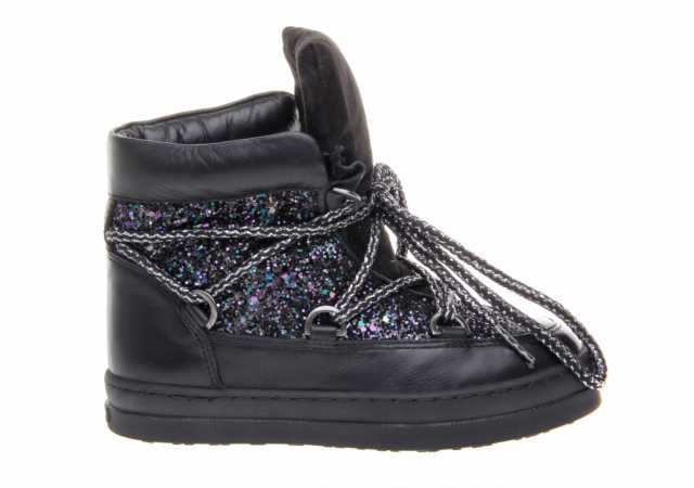 BOTÍN NIÑA UNISA EN PIEL Y GLITTER CON CORDÓN