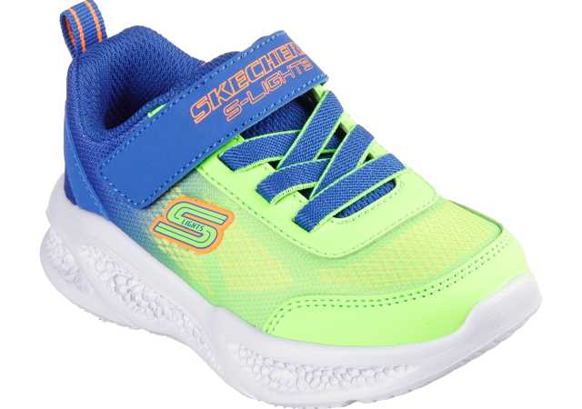 Skechers S-Lights Niño | Luces LED Azul y Verde Lima | Velcro