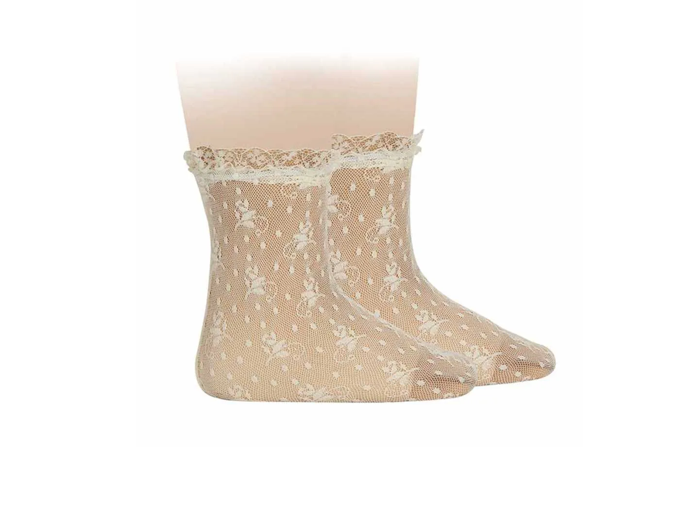 Calcetines Beige de Encaje para Niña | Elegancia y suavidad