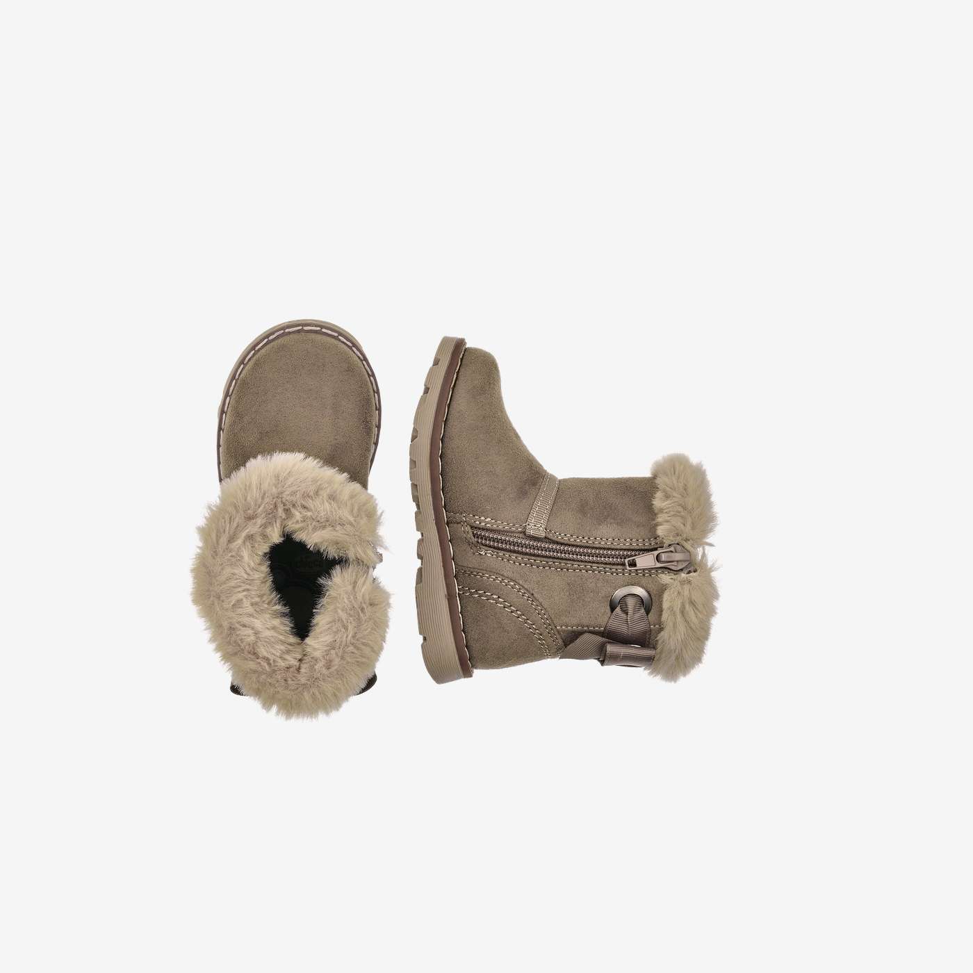 Bota niña Chicco beige con pelo y lazo trasero
