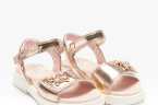 SANDALIA NIÑA LELLI KELLY METALIZADA CON DOBLE VELCRO