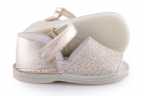 SANDALIA MENORQUINA METALIZADA CON GLITTER Y VELCRO