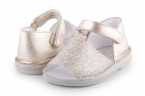 SANDALIA MENORQUINA METALIZADA CON GLITTER Y VELCRO