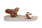 SANDALIAS GEOX RESPIRABLES DE PIEL PARA NIÑAS CON DISEÑO ENTRELAZADO EN COLOR CUERO Y DORADO