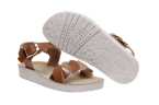 SANDALIAS GEOX RESPIRABLES DE PIEL PARA NIÑAS CON DISEÑO ENTRELAZADO EN COLOR CUERO Y DORADO
