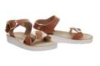 SANDALIAS GEOX RESPIRABLES DE PIEL PARA NIÑAS CON DISEÑO ENTRELAZADO EN COLOR CUERO Y DORADO