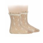 Calcetines Beige de Encaje para Niña | Elegancia y suavidad