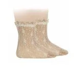 Calcetines Beige de Encaje para Niña | Elegancia y suavidad