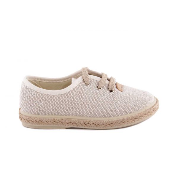 ZAPATILLAS INFANTILES DE LONA VERDE CON CORDONES Y SUELA DE YUTE