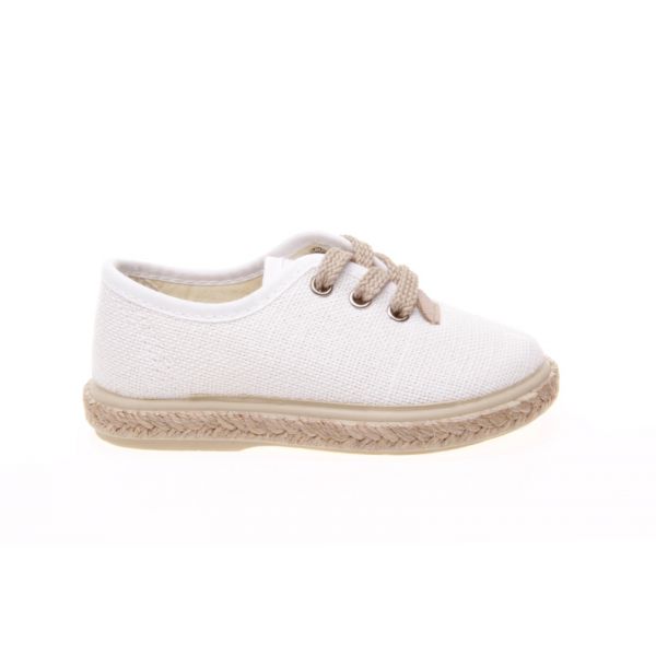 ZAPATILLAS INFANTILES DE LONA VERDE CON CORDONES Y SUELA DE YUTE