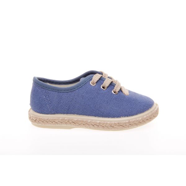 ZAPATILLAS INFANTILES DE LONA VERDE CON CORDONES Y SUELA DE YUTE
