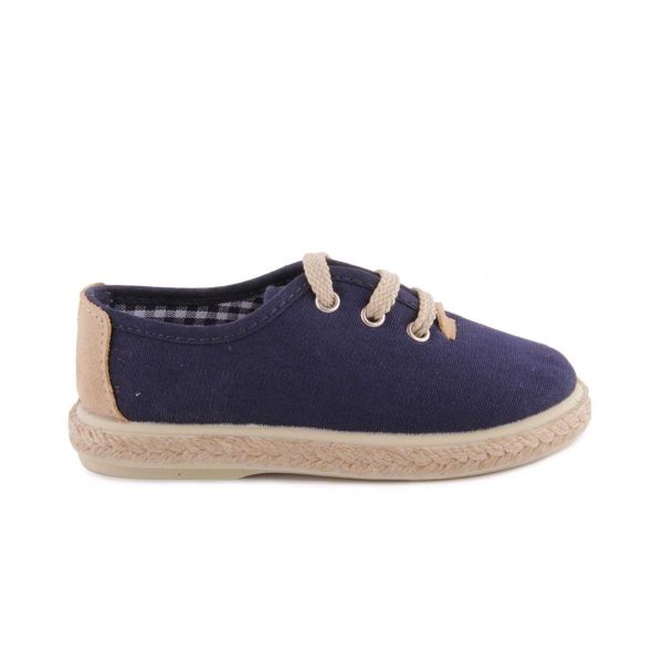 ZAPATILLAS INFANTILES DE LONA VERDE CON CORDONES Y SUELA DE YUTE