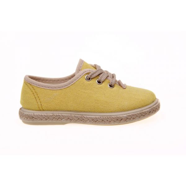 ZAPATILLAS INFANTILES DE LONA VERDE CON CORDONES Y SUELA DE YUTE