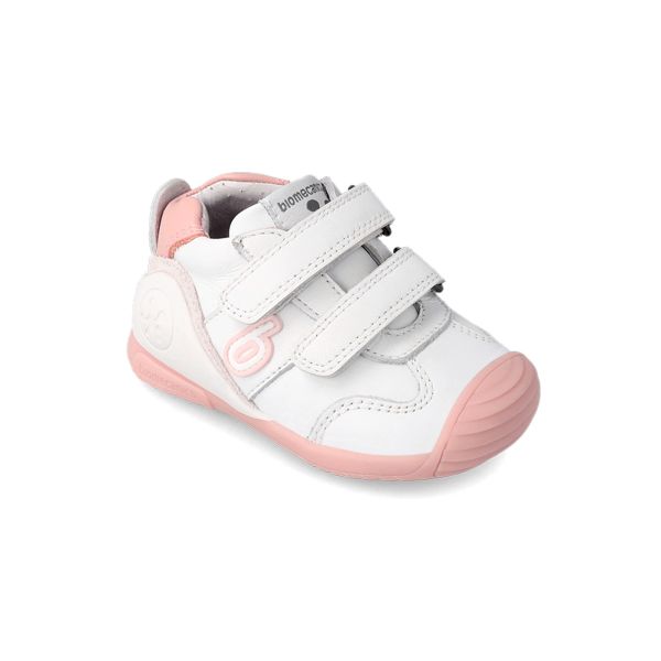 Zapato primeros pasos Biomecanics 221001 blanco y rosa