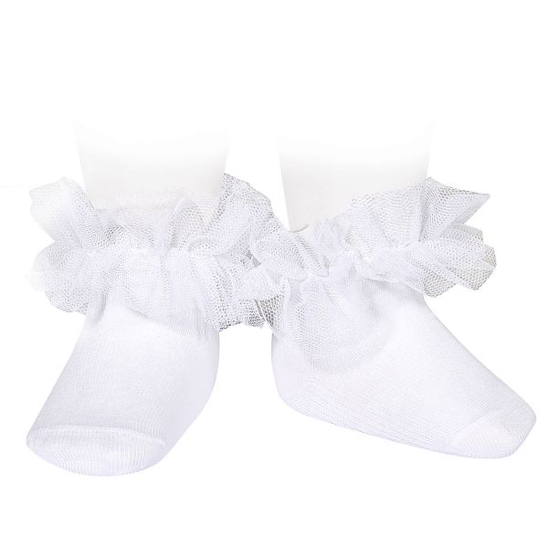 Calcetines para Bebé y Niña Cóndor con Volante de Tul – Elegancia y Dulzura