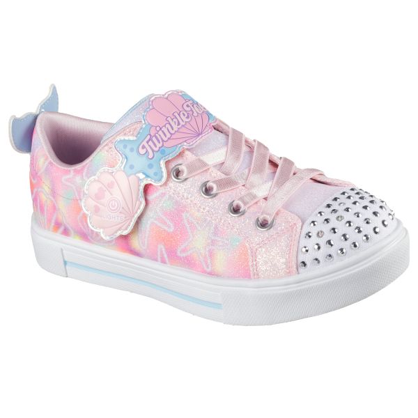 Skechers Twinkle Toes - Lona rosa con luces y detalles marinos