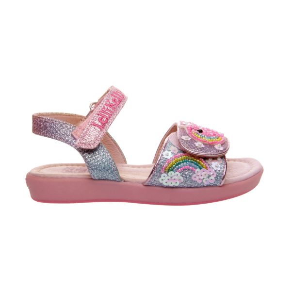 SANDALIA NIÑA LELLI KELLY EN GLITTER CON DOBLE VELCRO