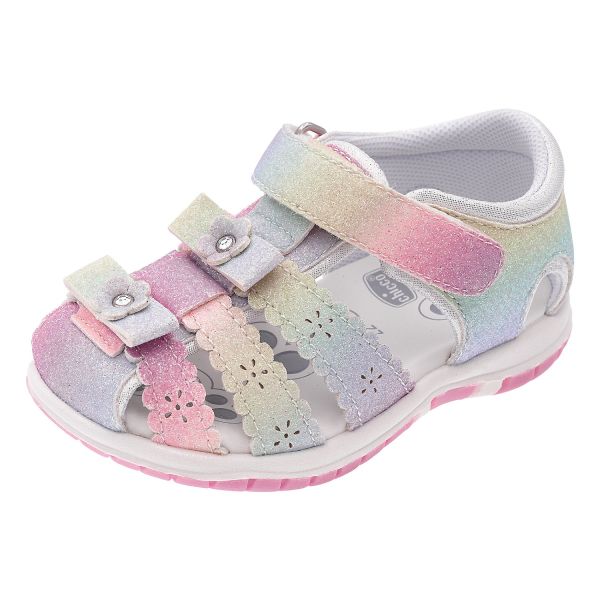SANDALIA INFANTIL CHICCO MULTICOLOR CON BRILLOS Y DETALLES FLORALES
