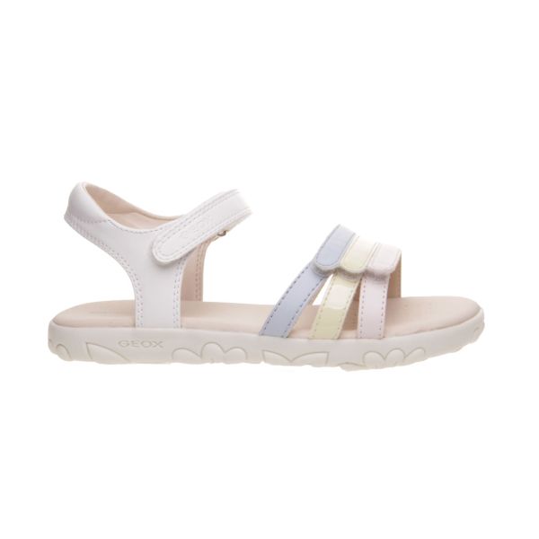 SANDALIAS GEOX BLANCAS RESPIRABLES PARA NIÑAS CON DETALLES MULTICOLOR