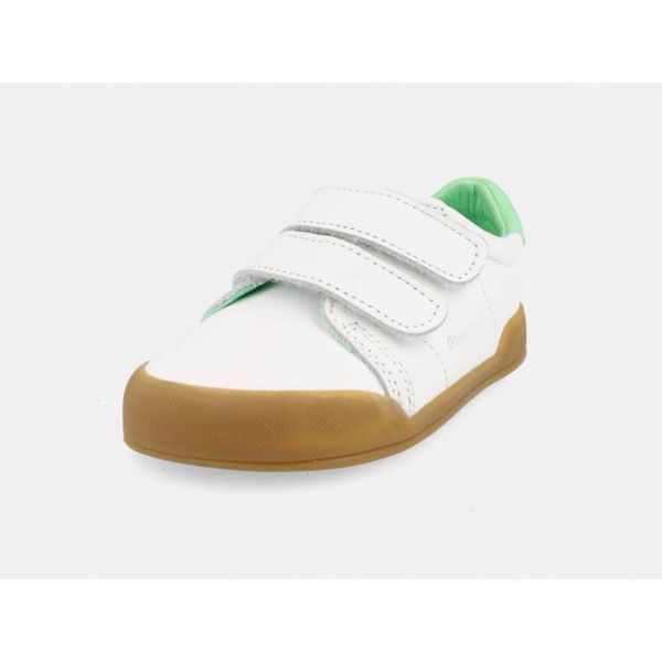 Deportiva respetuosa Blanditos blanca y verde | Sujeción y libertad para primeros pasos