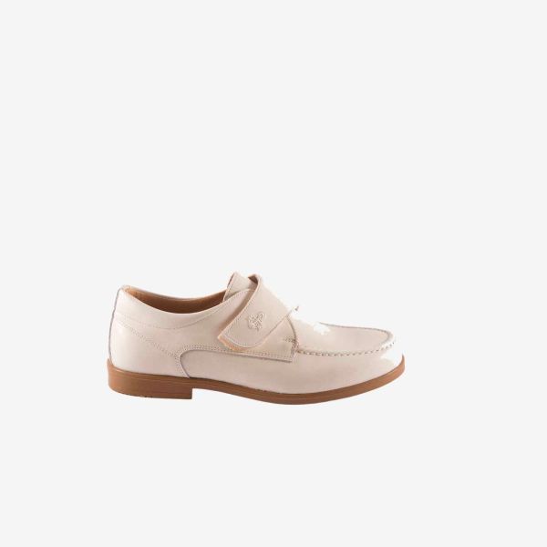 Zapato ceremonia/comunion de piel en Beige con velcro.