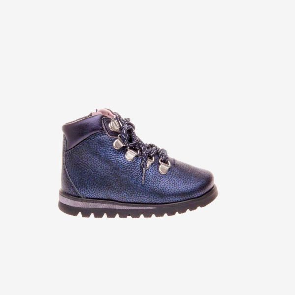 Bota de niña pablosky en azul con cordon y cremallera.