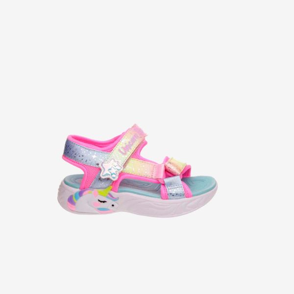 Sandalia de niña con luces de unicornio de Skechers.