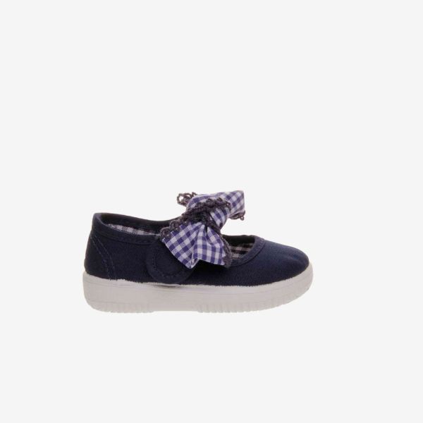Merdeces de lona de niña en color azul de velcro.