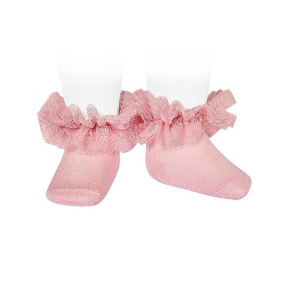 Calcetines niña rosa empolvado con tul Cóndor | Delicadeza en cada paso