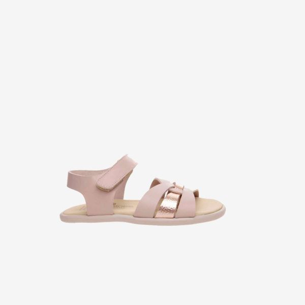 Sandalia respetuosa con velcro en rosa y dorada de Andanines.