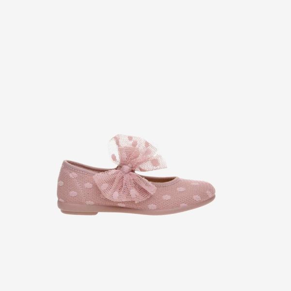 Merceditas de vestir de lona en color rosa con lazo decorativo