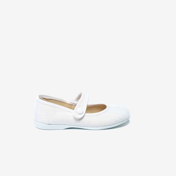 Mercedes de lona de niña con velcro en color blanco de Batila