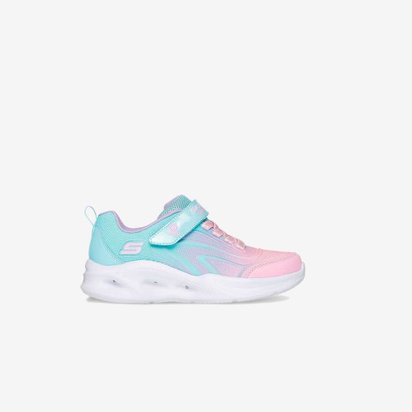 Skechers niña deportivas con luces | Rosa metalizado y velcro