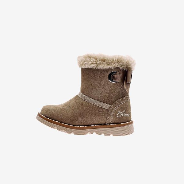 Bota niña Chicco  beige con pelo y lazo | Cálida, cómoda y fácil de poner