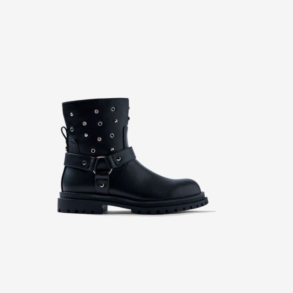 Bota Gioseppo negra media caña niña | Elegancia cómoda para ocasiones especiales