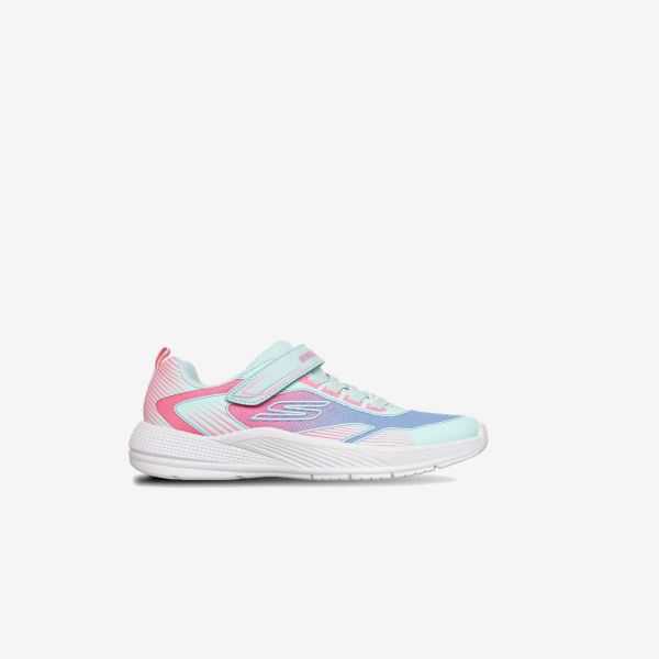 Skechers niña – Zapatillas deportiva en color turquesa con tonos rosas con cierre de velcro.
