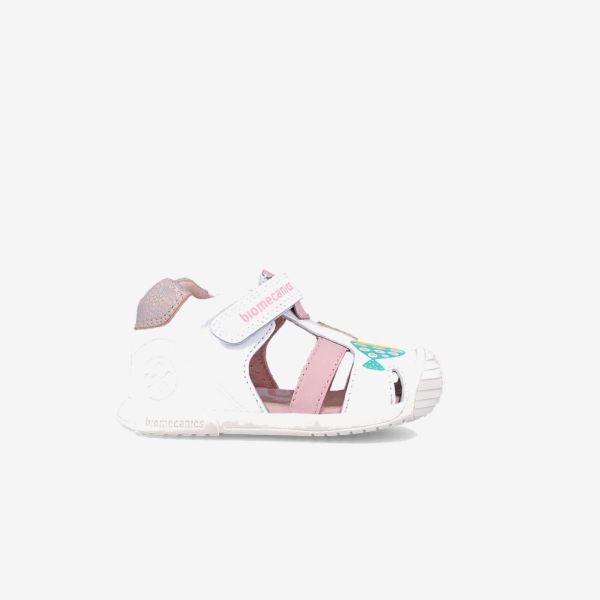 Sandalias Biomecanics para Primeros Pasos en color blanco con velcro