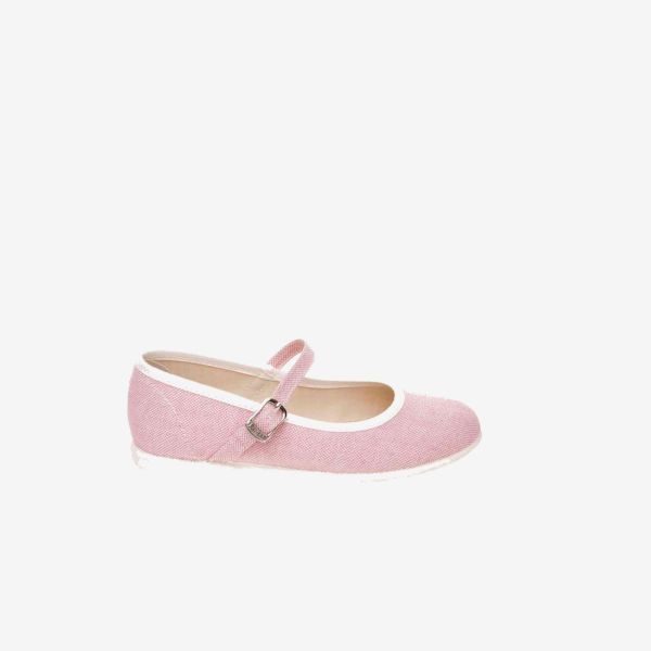 Mercedes de lona con hebilla rosa