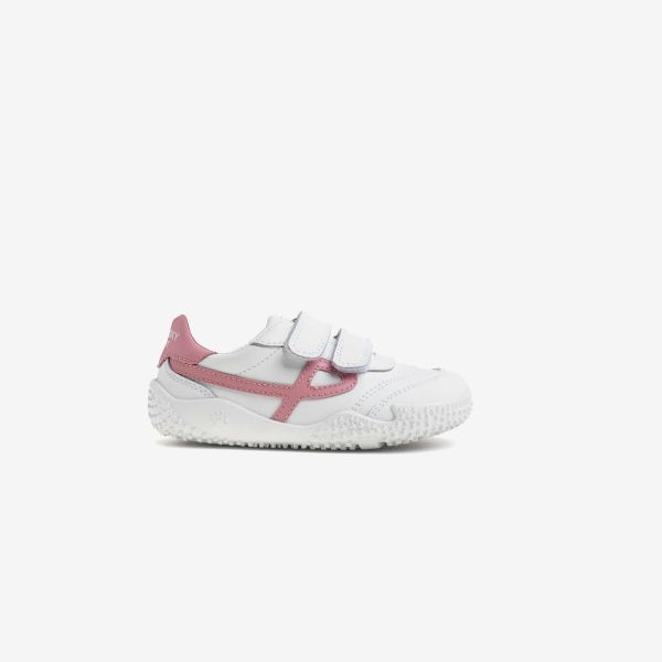 Deportivo colegial barefoot Pablosky blanco y rosa ancho especial.